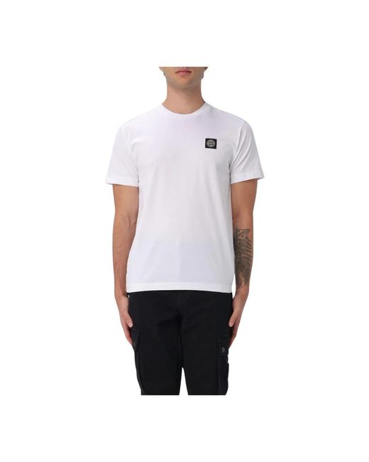 Stone Island Basic T-Shirt in het White voor heren