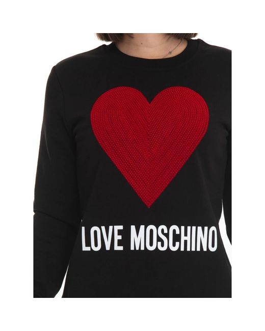 Love Moschino Red Sweatshirt mit rundhalsausschnitt und logo