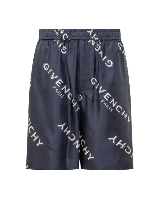 Givenchy Bermuda-Shorts Aus Seidentwill Mit Schattenprint in Blue für Herren