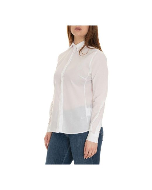 Fay White Klassische Bluse Mit Knopfleiste