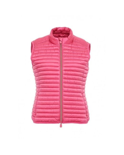 Save The Duck Jassen ,Roze ,Mouwloze Jas Met Gouden Rits in het Pink