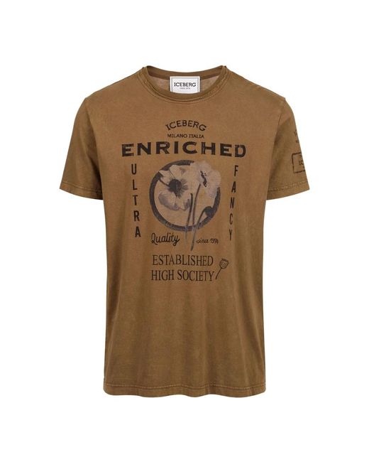 Iceberg Schwarzes gemustertes regular-fit-baumwoll-jersey-t-shirt in Brown für Herren