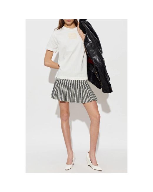 McQueen Tops ,Wit ,Katoen T-Shirt Met Geborduurd Logo in het White