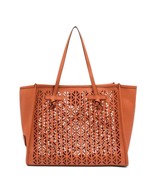 Gianni Chiarini Red Perforierte Leder-Tote-Tasche Mit Clutch