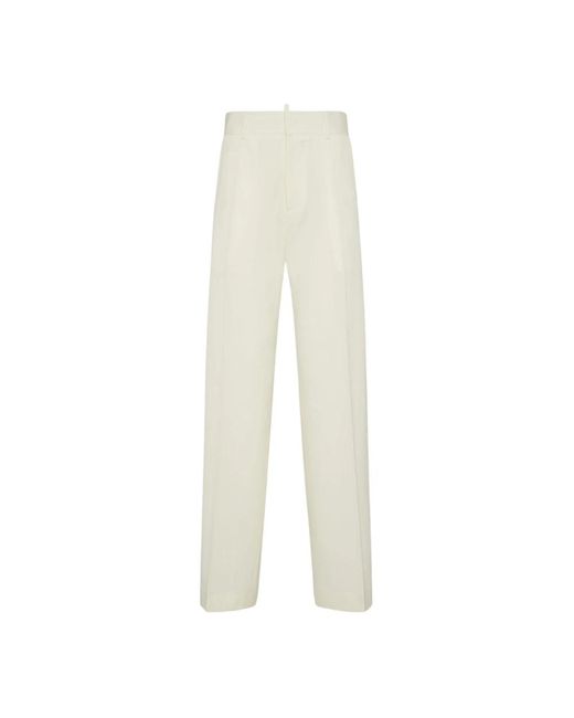 DSquared² Witte Wollen Broek Metalen Logo in het White
