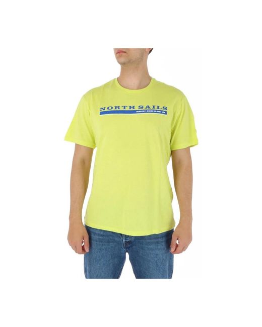 North Sails Tops ,Geel ,Katoen Gele Ronde Hals T-Shirt in het Yellow voor heren