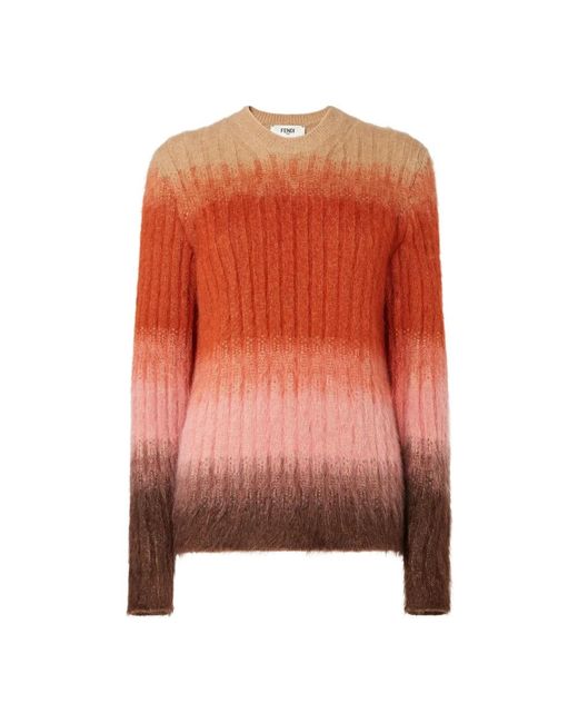 Fendi Orange Round-Neck Knitwear