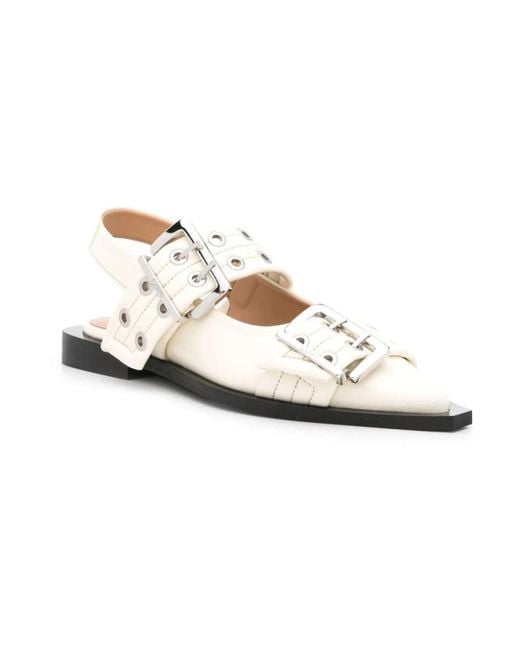 Ganni White Ballerinas