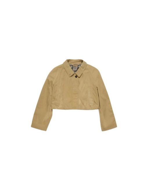 Acne Jassen ,Katoen Oker Twill Jack Met Leren Patch in het Natural