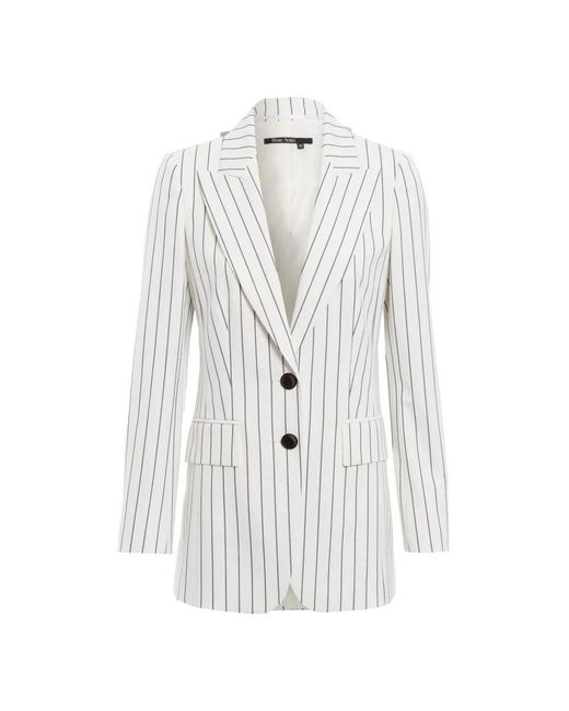 MARC AUREL White Elegante Taillierte Jacke Mit Vertikalen Streifen