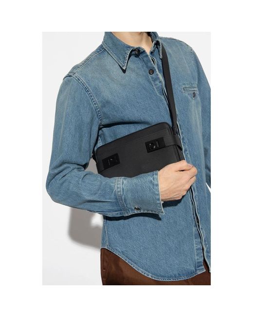 Ferragamo Black Leather Shoulder Bag for men