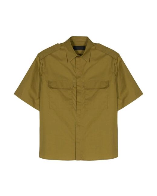 Camicia khaki in popeline con colletto classico di Neil Barrett in Green da Uomo