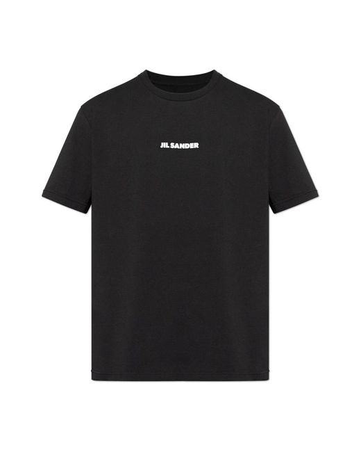 Jil Sander Tops ,Zwart ,Katoen T-Shirt Met Logo in het Black voor heren