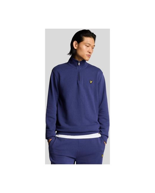 Lyle & Scott Loopback 1/4 Zip Sweat in het Blue voor heren