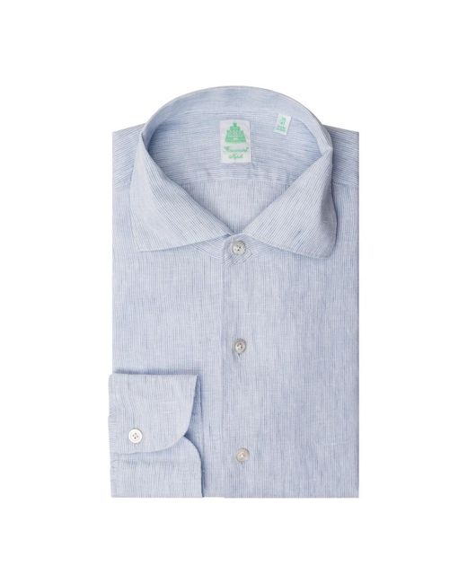 Finamore 1925 Thin Stripe Shirt in het Blue voor heren