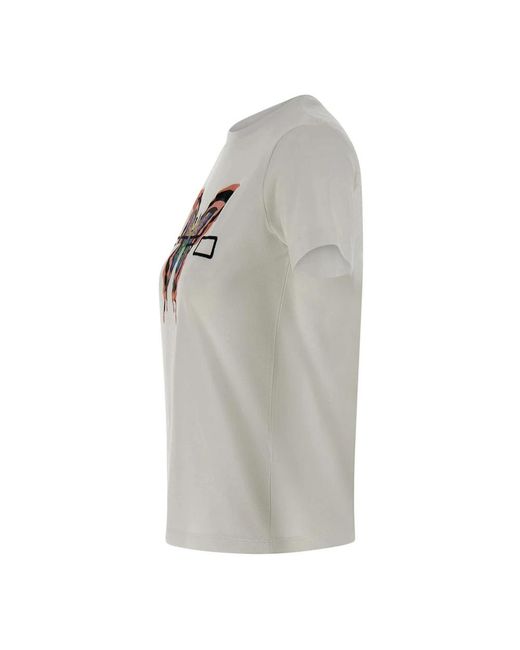 Etro Tops ,Wit ,Katoen Katoenen T-Shirt Met Logo Print in het Gray