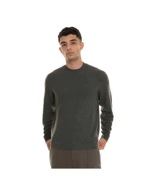Emporio Armani Round-Neck Knitwear in het Gray voor heren