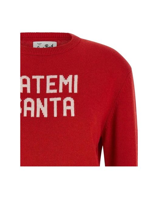 Mc2 Saint Barth Red Round-Neck Knitwear