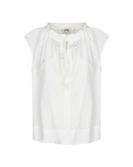Blusa blanca de popelina con escote en gota Ottod'Ame de color White