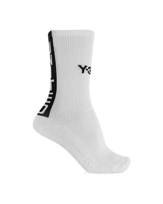 Y-3 Nbhd Ribbed Crew Socks in het White