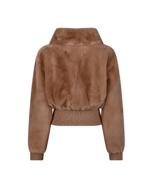 Pinko Brown Faux Fur & Shearling Jackets