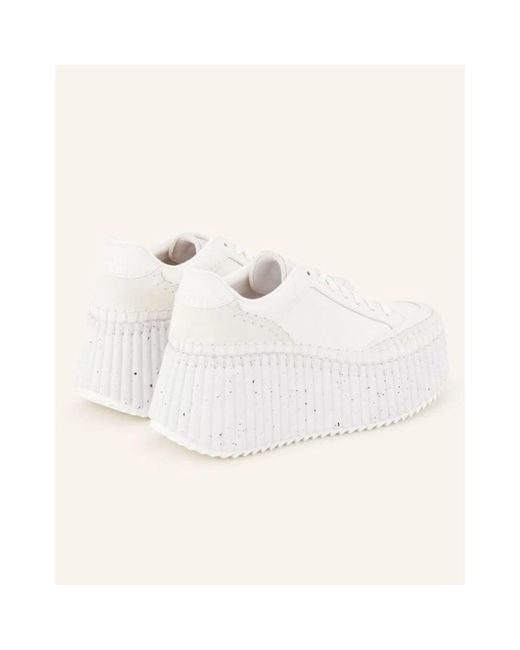 Chloé White Nama Wedge Sneaker