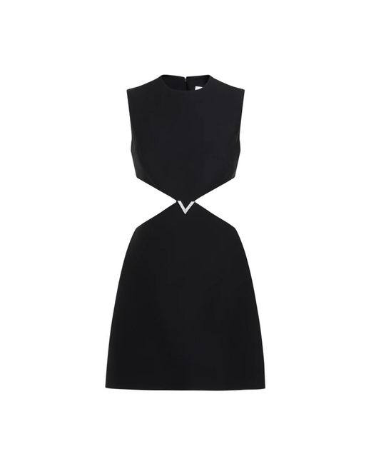 Vestido mini negro con logo v Valentino de color Black