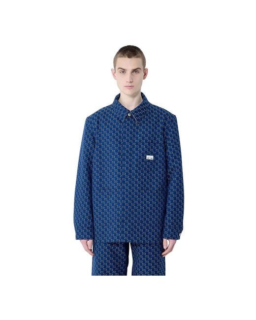 Gucci Jassen ,Blauw ,Katoen Jacquardjas Met Schaduwpatroon in het Blue voor heren