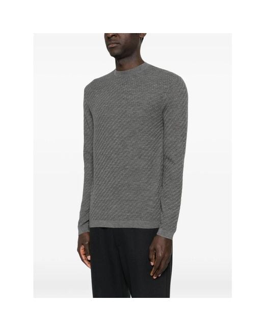 Emporio Armani Gray Round-Neck Knitwear for men
