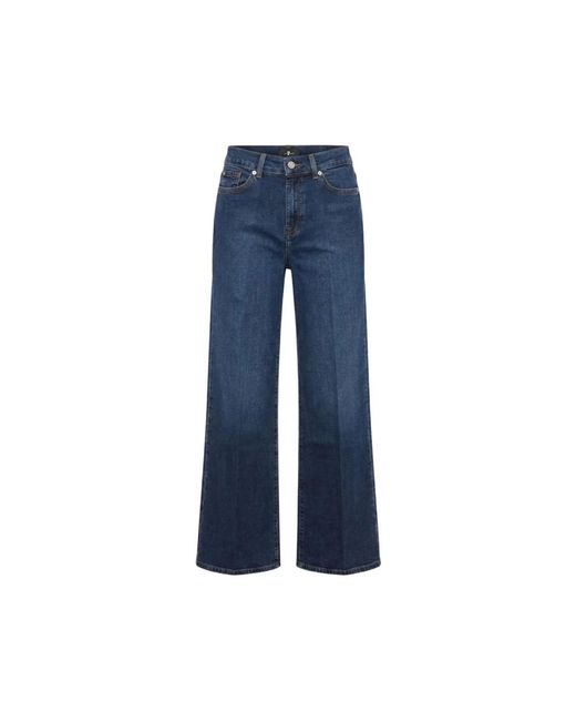 7 For All Mankind Blue Wide Jeans