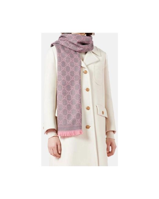 Gucci Accessoires ,Roze ,Wol Gg Wollen Sjaal in het Purple