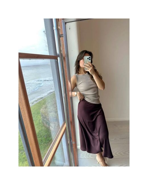 Neo Noir Purple Midi Skirts