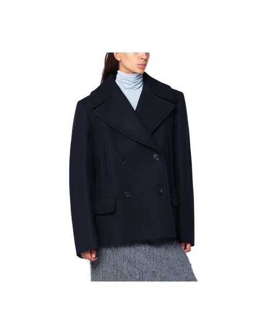 Dries Van Noten Double-Breasted Coats in het Blue