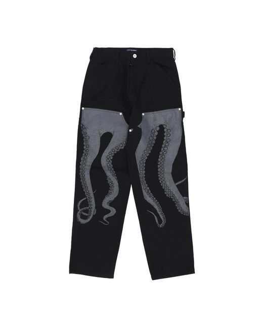 Octopus Black Wide Trousers for men