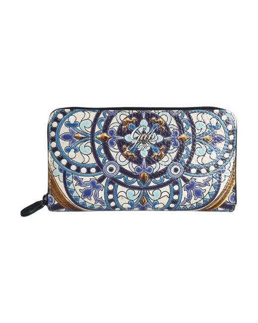 Gabs Accessoires ,Veelkleurig ,Katoen Blauwe Leren Portemonnee Met Rits in het Blue