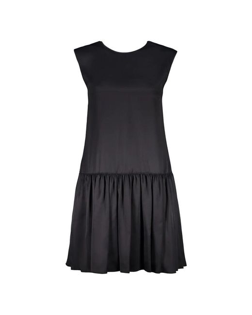 Lanvin Black V-ausschnitt plissiertes viskosekleid