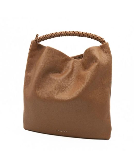 Orciani Brown Lederhandtasche Scooby Style Ss25