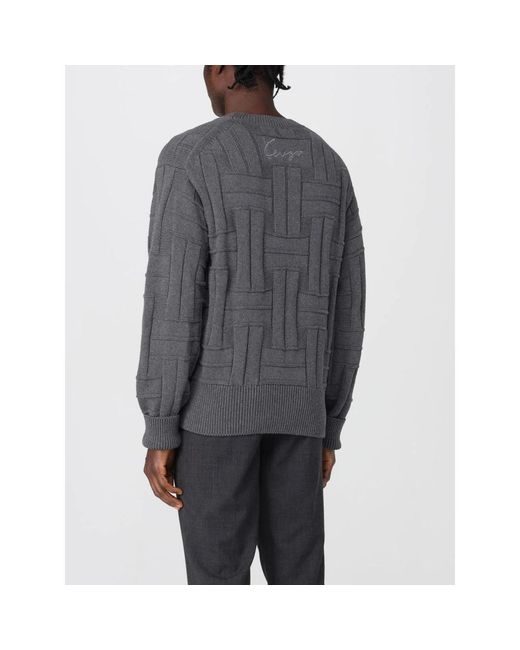 KENZO Gray Round-Neck Knitwear for men