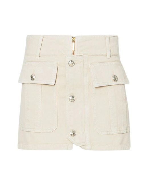 Minifalda de drill de algodón con bolsillos Liu Jo de color Natural