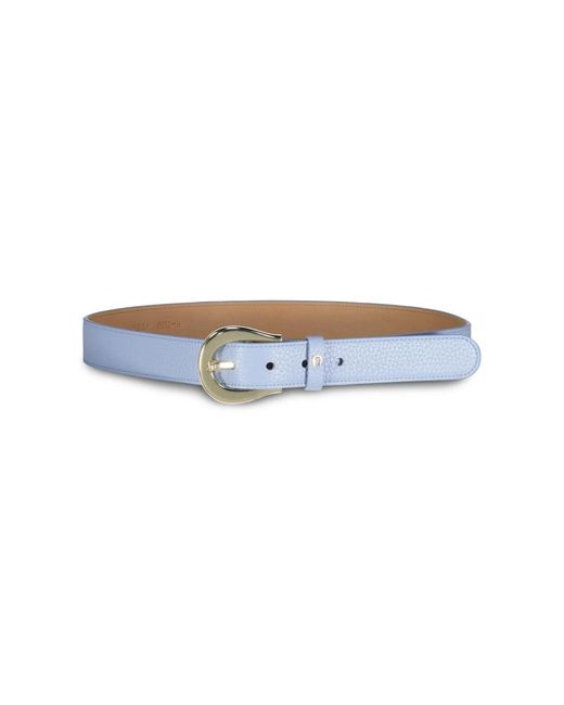 Cinturón de cuero elegante con hebilla ancha dorada Aigner de color Blue
