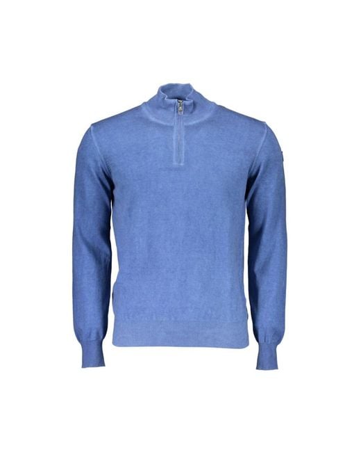 North Sails Blauer Baumwoll Herren Pullover Mit Halb-Reißverschluss in Blue für Herren