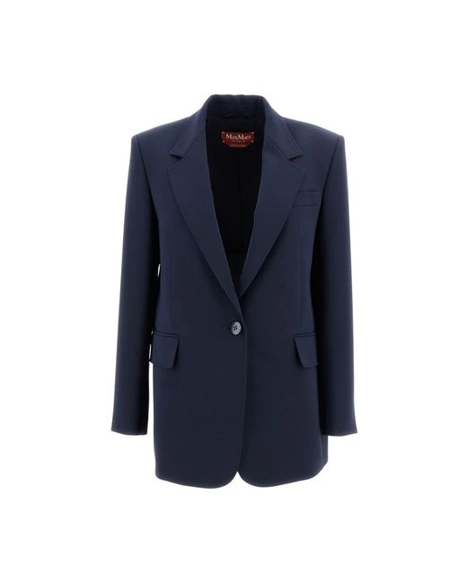 Max Mara Jassen ,Blauw ,Single-Breasted Blazer in het Blue