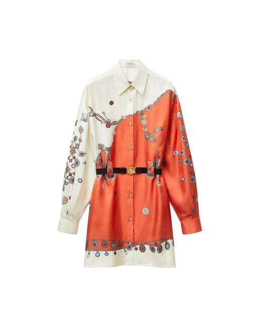 Versace Zijden Twill Mini-Jurk Met Print in het Red