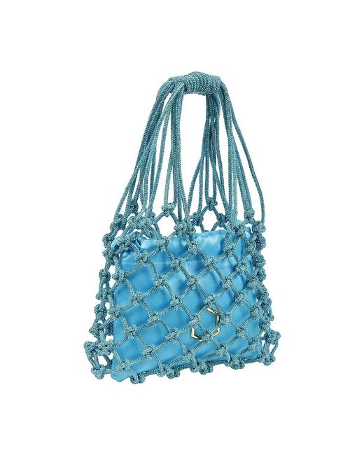 HIBOURAMA Blue Kristall Mesh Handtasche Mit Tasche
