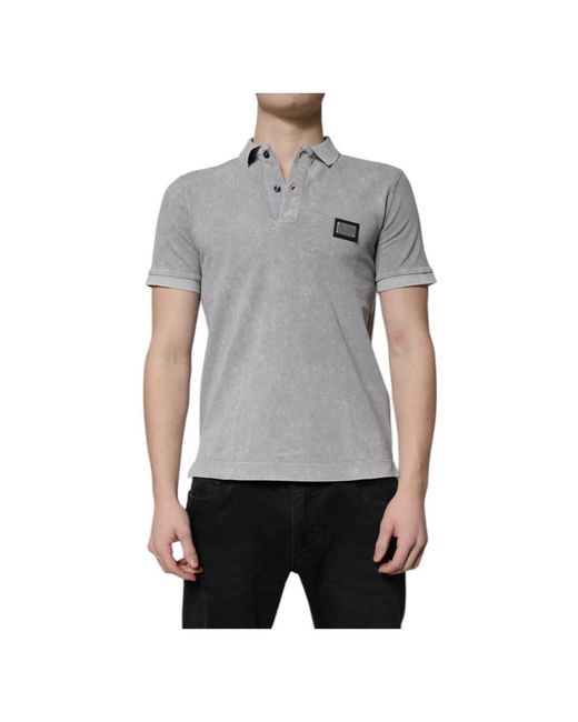 Dolce & Gabbana Gray Polo Shirts for men