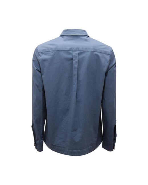 Mazzarelli Jassen ,Blauw ,Katoen Trani Overjacket Shirt Jas in het Blue voor heren