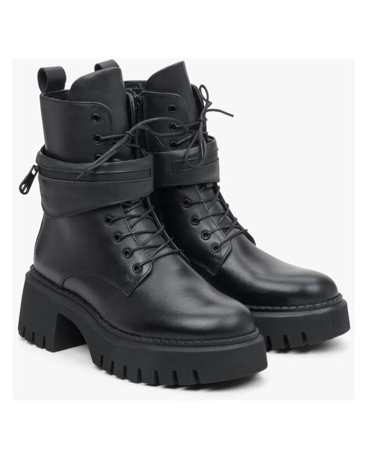 ESTRO Black Lace-Up Boots