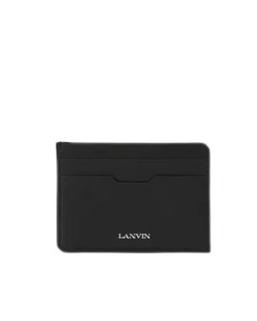 Lanvin Accessoires ,Zwart ,Katoen Compagnon Leren Kaarthouder in het Black voor heren