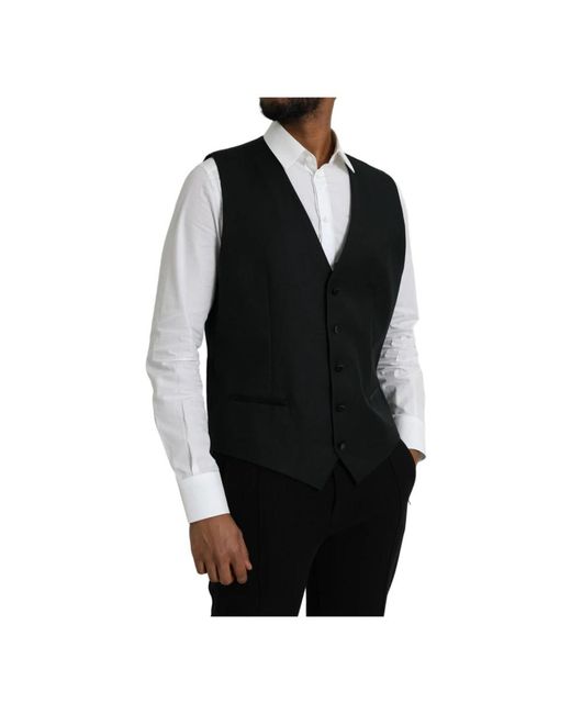 Dolce & Gabbana Black Waistcoats for men