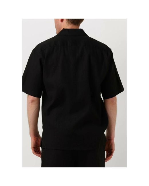 Woodbird Schwarzes leinenhemd casual stil,leinenhemd in Black für Herren